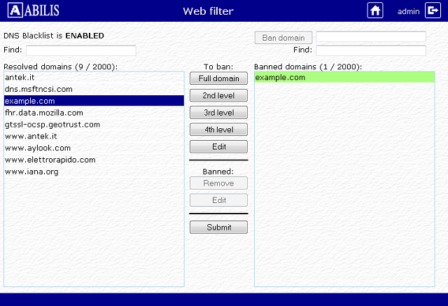 DNS Blacklist web interface 2