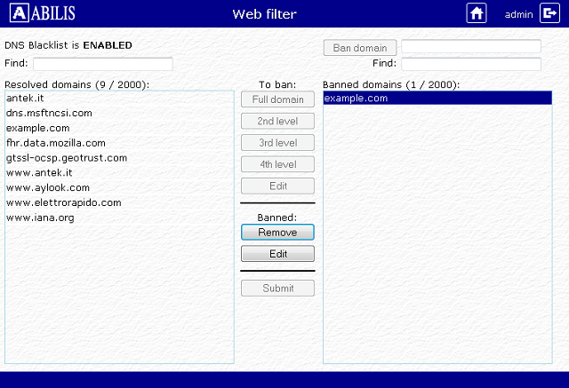 DNS Blacklist web interface 3