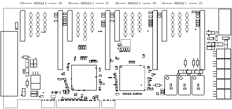 Placement of the module connectors on the ESB2 board