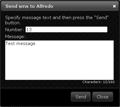 Address book: sending an sms