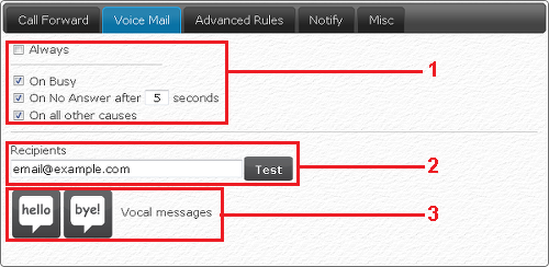 Voice mail settings