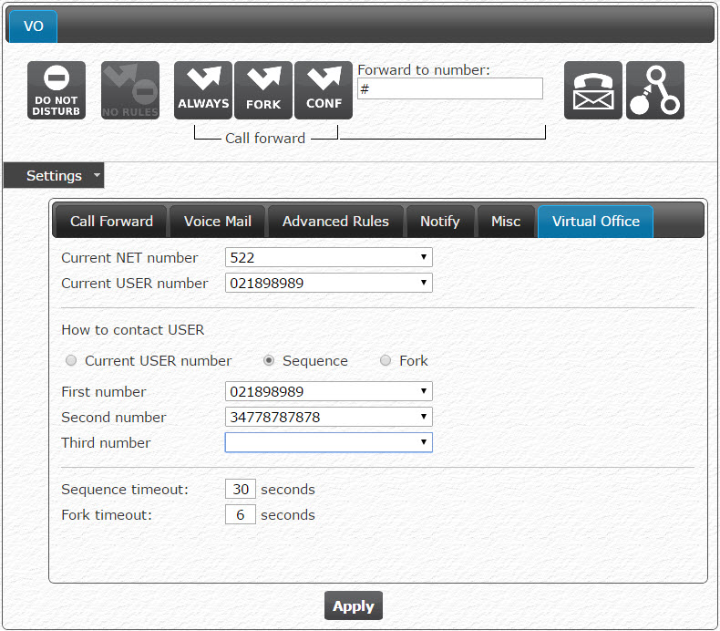 Web interface to change CTIVO preferences