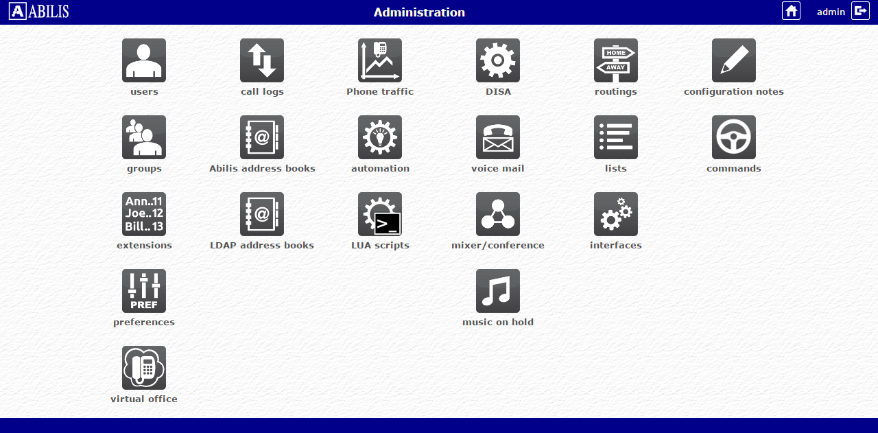Administration page