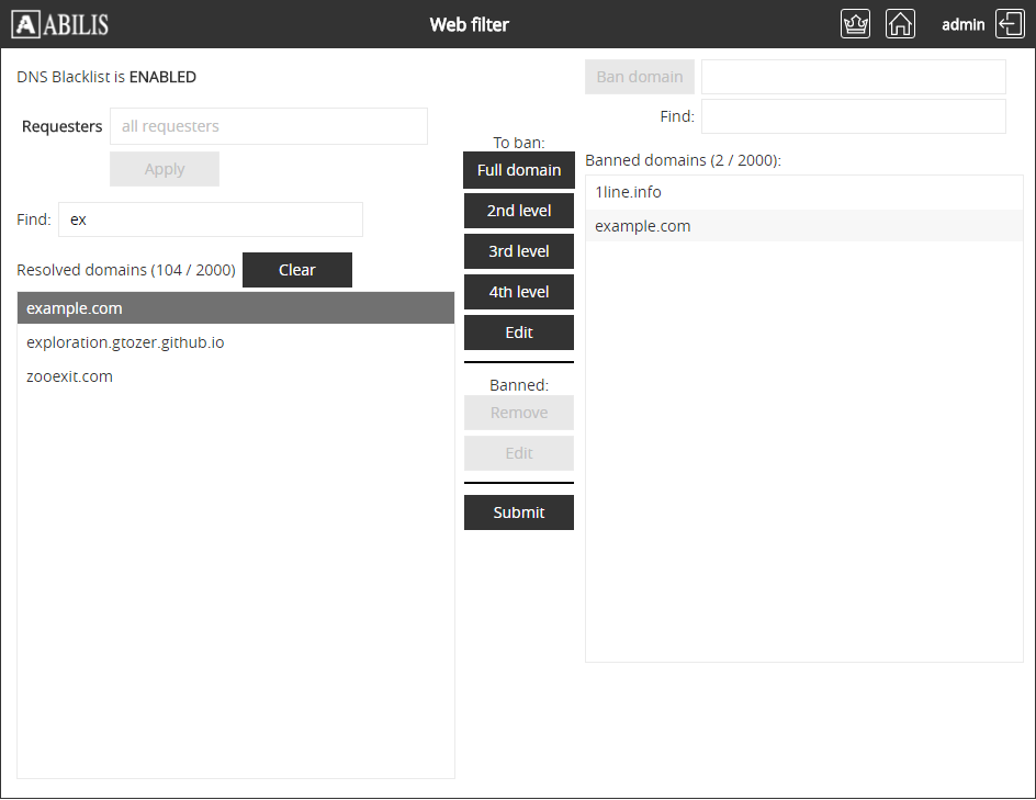 DNS Blacklist web interface 2