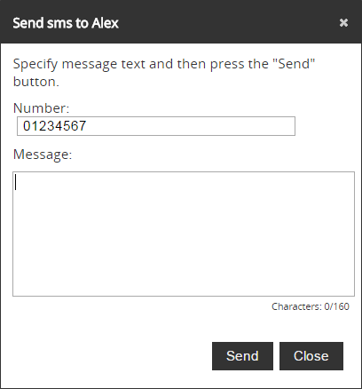 Address book: sending an sms