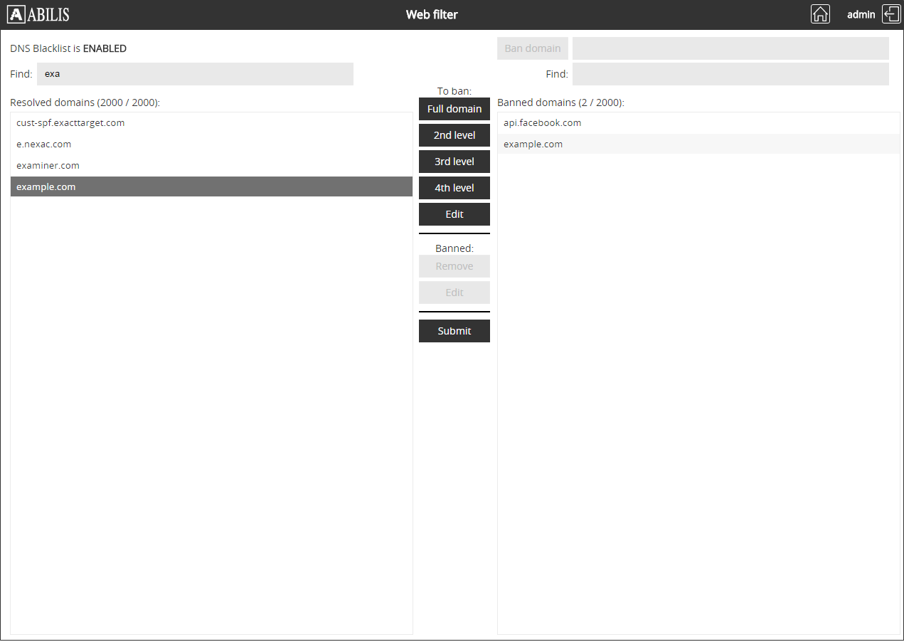 DNS Blacklist web interface 2