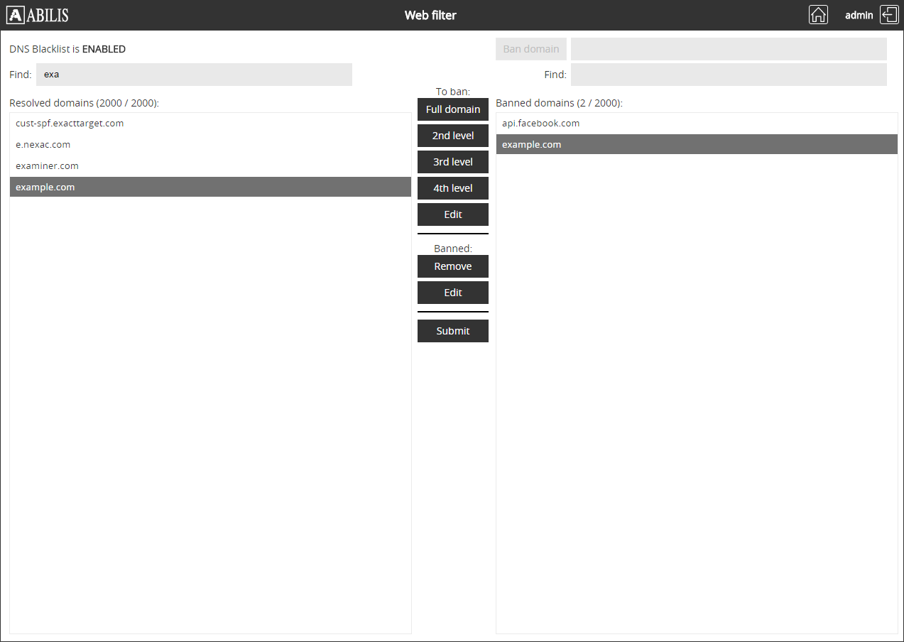 DNS Blacklist web interface 3