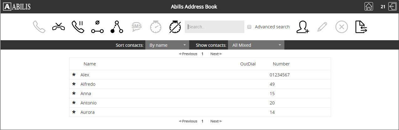 Address Book interface