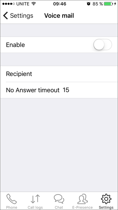 Voice mail settings