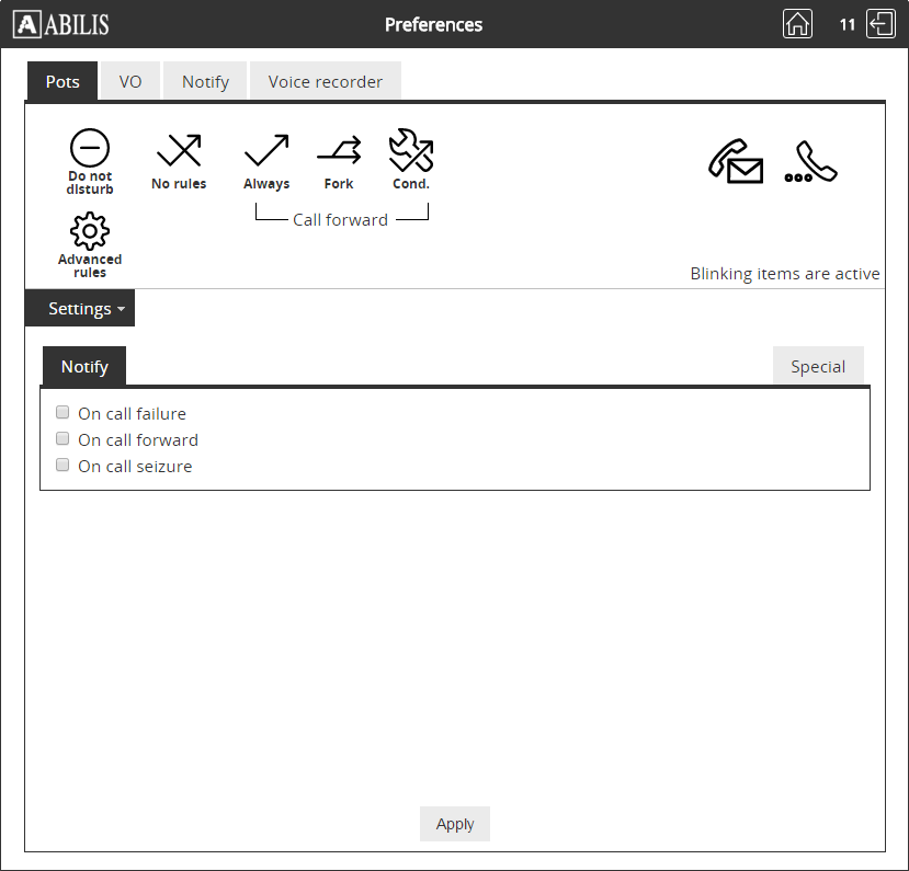 Notify for POTS interface