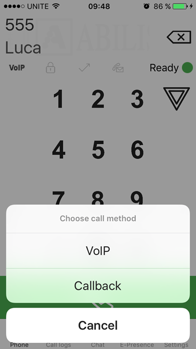 The manual call options when Callback is active