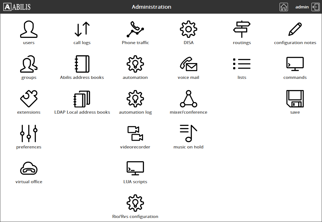 Administration page