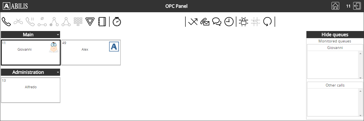 Groups in OPC panel