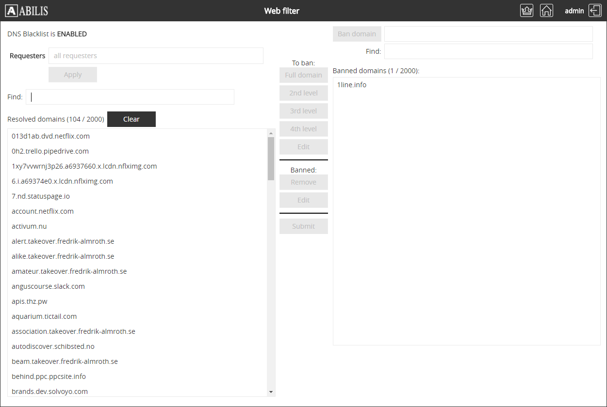 DNS Blacklist web interface 1