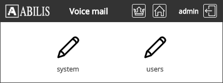 Voice Mail administration page